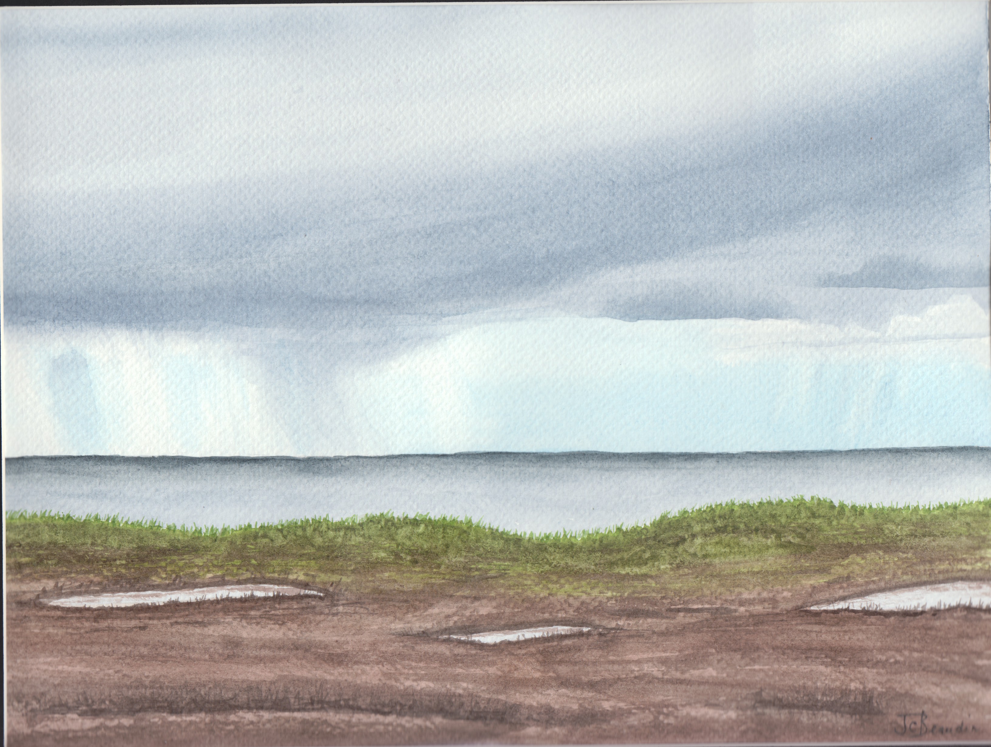 Rain in Grand Digue off in the distance...